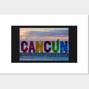 Cancun Mexico The Cancun Sign at Sunrise MX Posters and Art